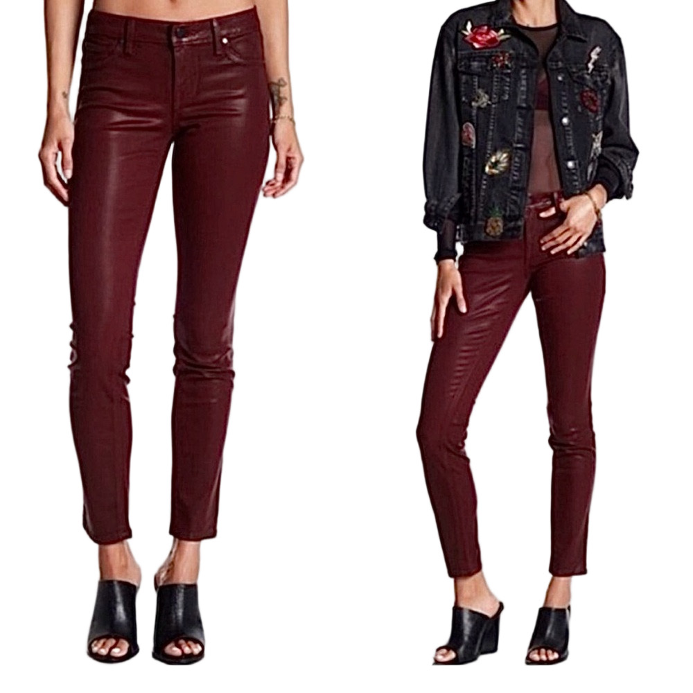 LEVEL99 {Anthropologie} Wine Red Coated Denim